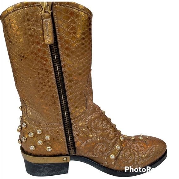 BALDAN embellished gold boots, 38, never worn - Picture 4 of 12